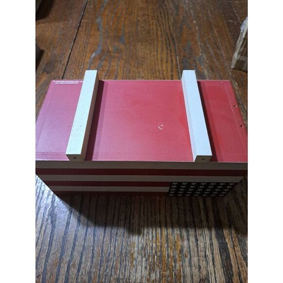 Vintage 90s ABC Distributing American Flag Patriotic Wood Box Farmhouse Decor - Picture 6 of 7